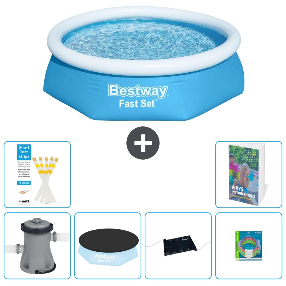 BESTWAY Basen Fast Set Okrągły - 244x61 cm - 7-częściowy S211