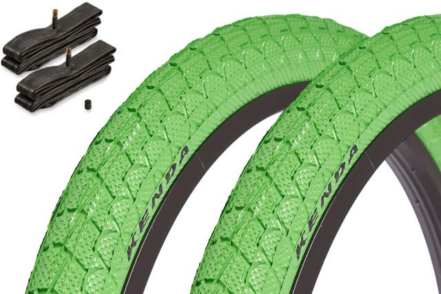 Zestaw opon BMX KENDA 20 cali x 1,95 cala zielony + dętka AV