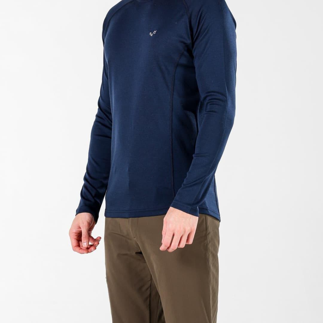 Astro - męska koszulka 100% wełna merino z zamkiem YKK (195 g/m²) M, Granatowy