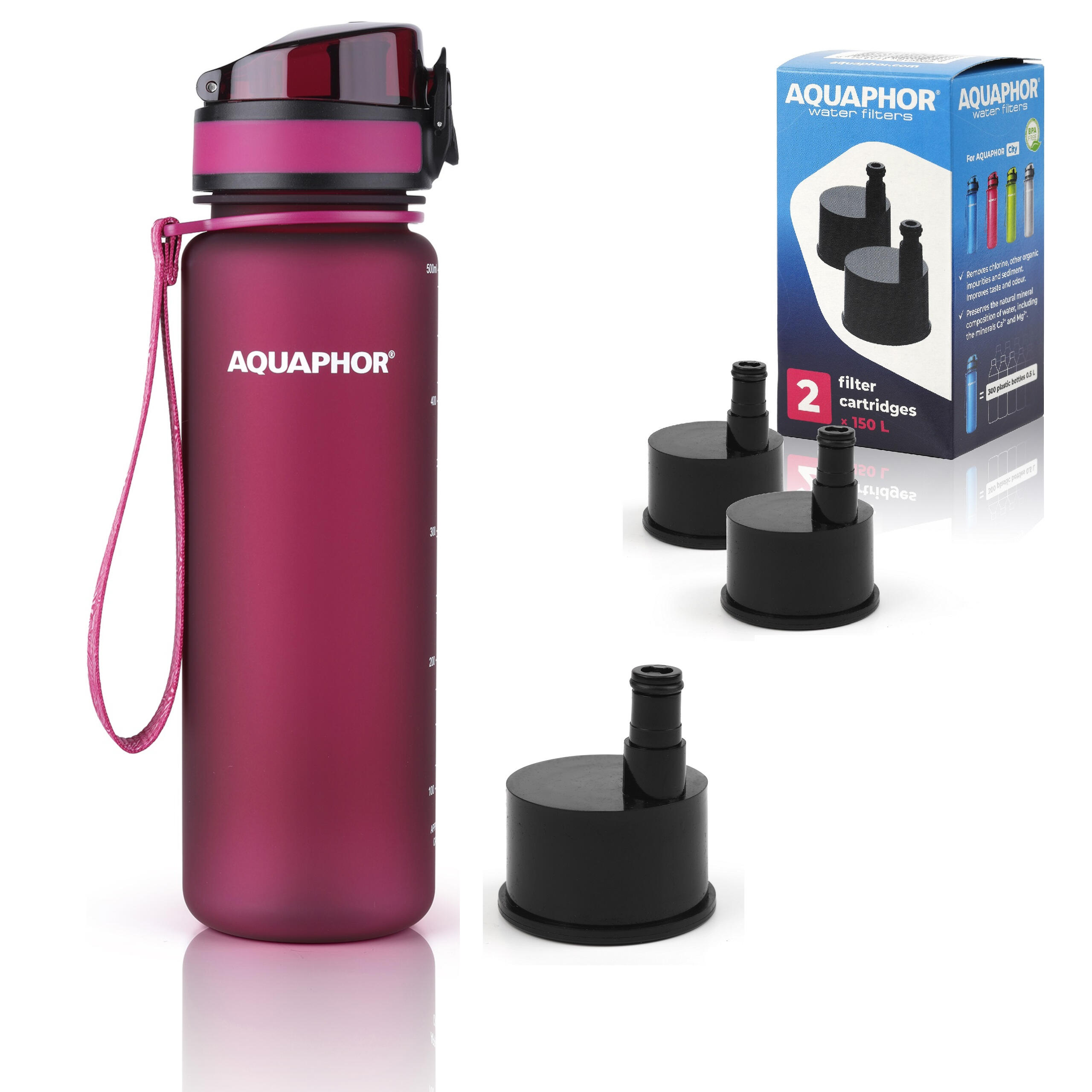 Butelka filtrująca turystyczna Aquaphor City 500 ml + 3 filtry