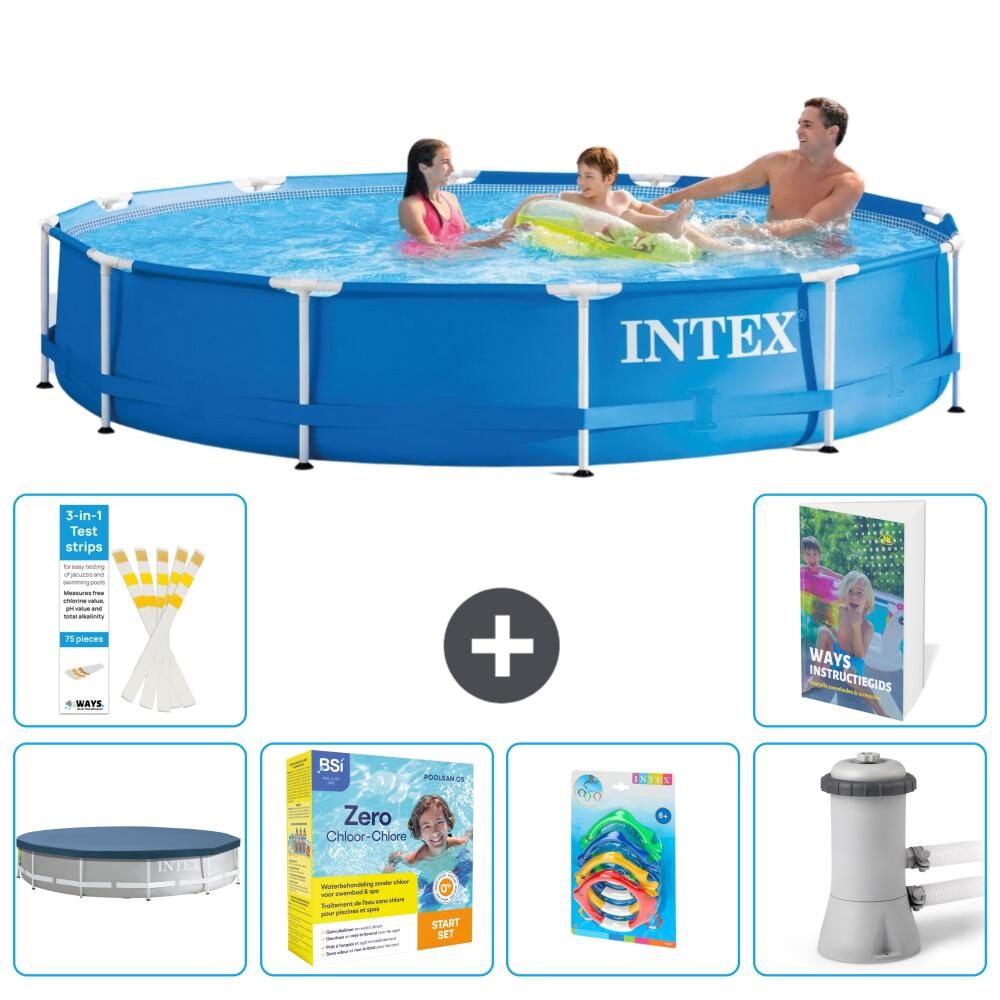 INTEX Basen ze stelażem Okrągły - 366x76 cm - 7-częściowy S57