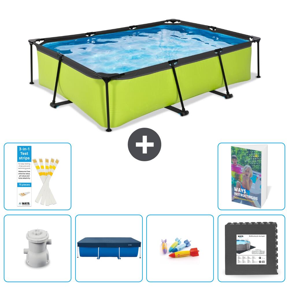 EXIT TOYS Basen Prostokątny - 300x200x65 cm - 7-częściowy S317