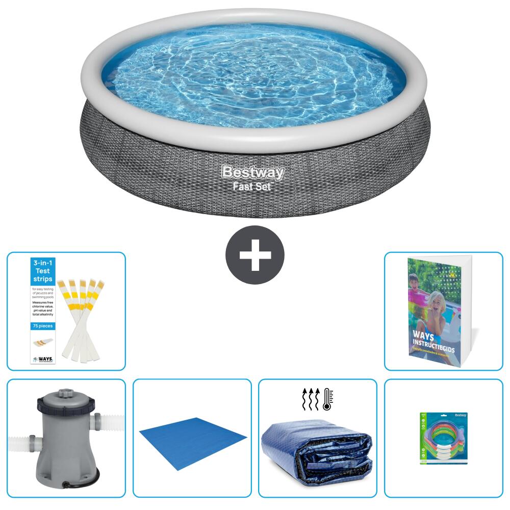 BESTWAY Basen Fast Set Okrągły - 366x76 cm - 7-częściowy S220