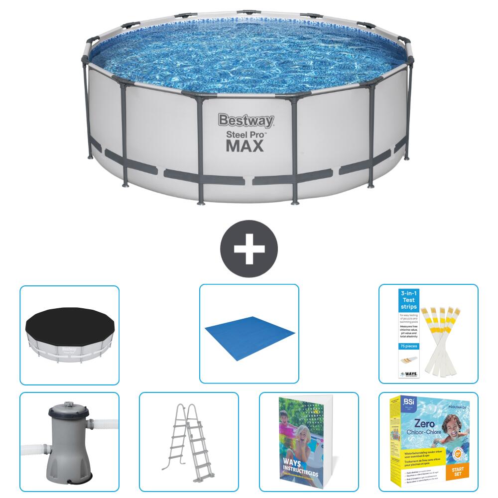 BESTWAY Basen Steel Pro MAX Okrągły - 427x84 cm - 8-częściowy S546