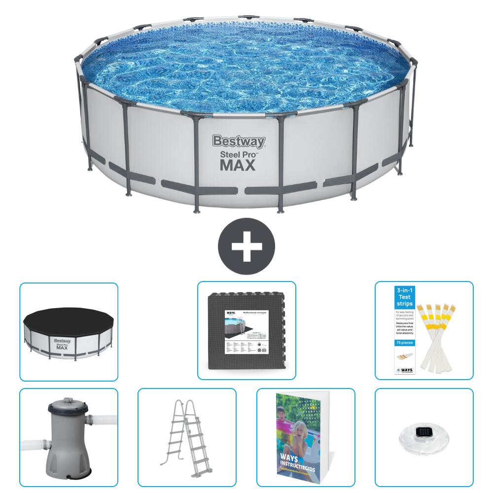 BESTWAY Basen Steel Pro MAX Okrągły - 488x122 cm - 8-częściowy S608