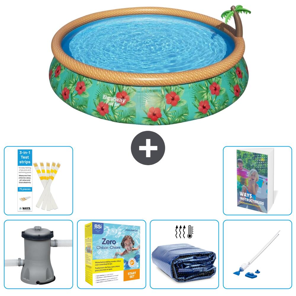 BESTWAY Basen Fast Set Okrągły - 457x84 cm - 7-częściowy S196