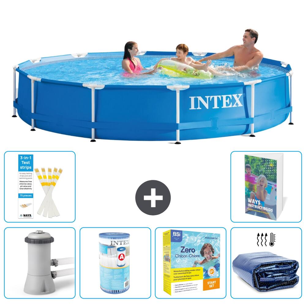 INTEX Basen ze stelażem Okrągły - 366x76 cm - 7-częściowy S224