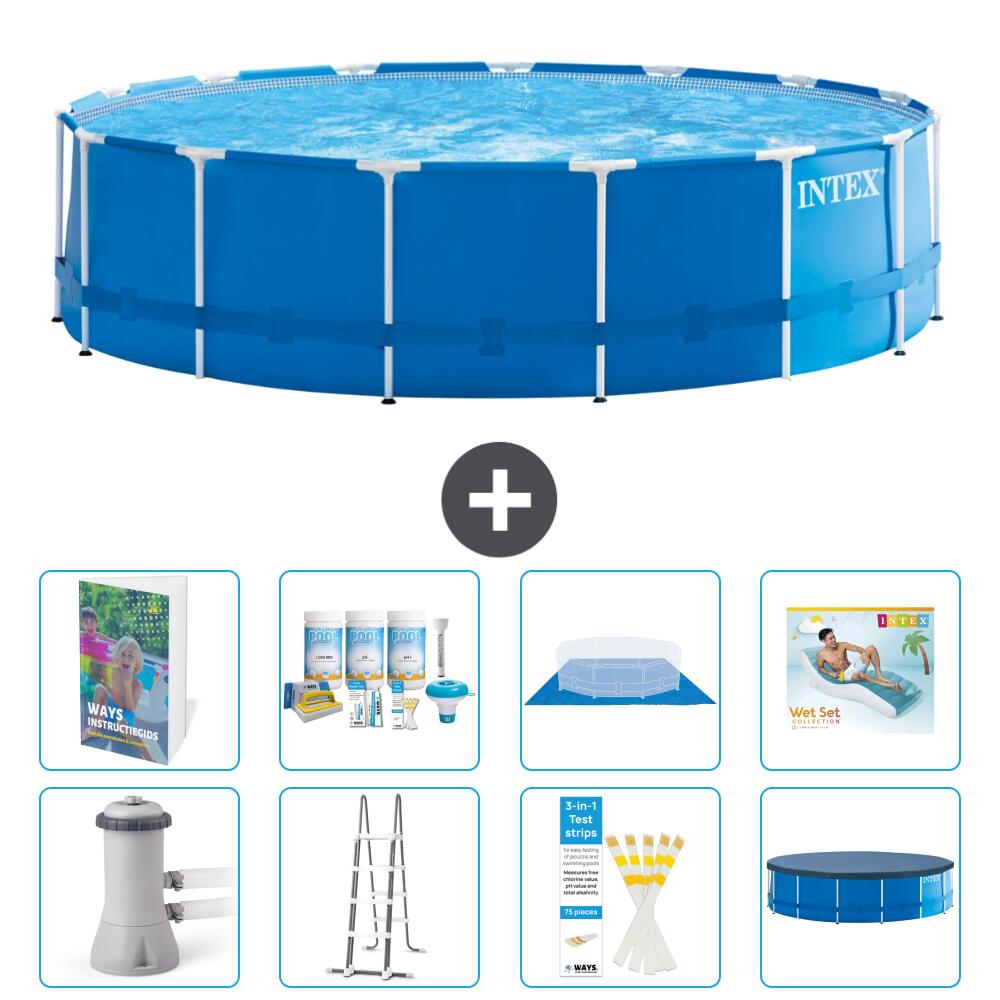 INTEX Basen ze stelażem Okrągły - 457x122 cm - 9-częściowy S683