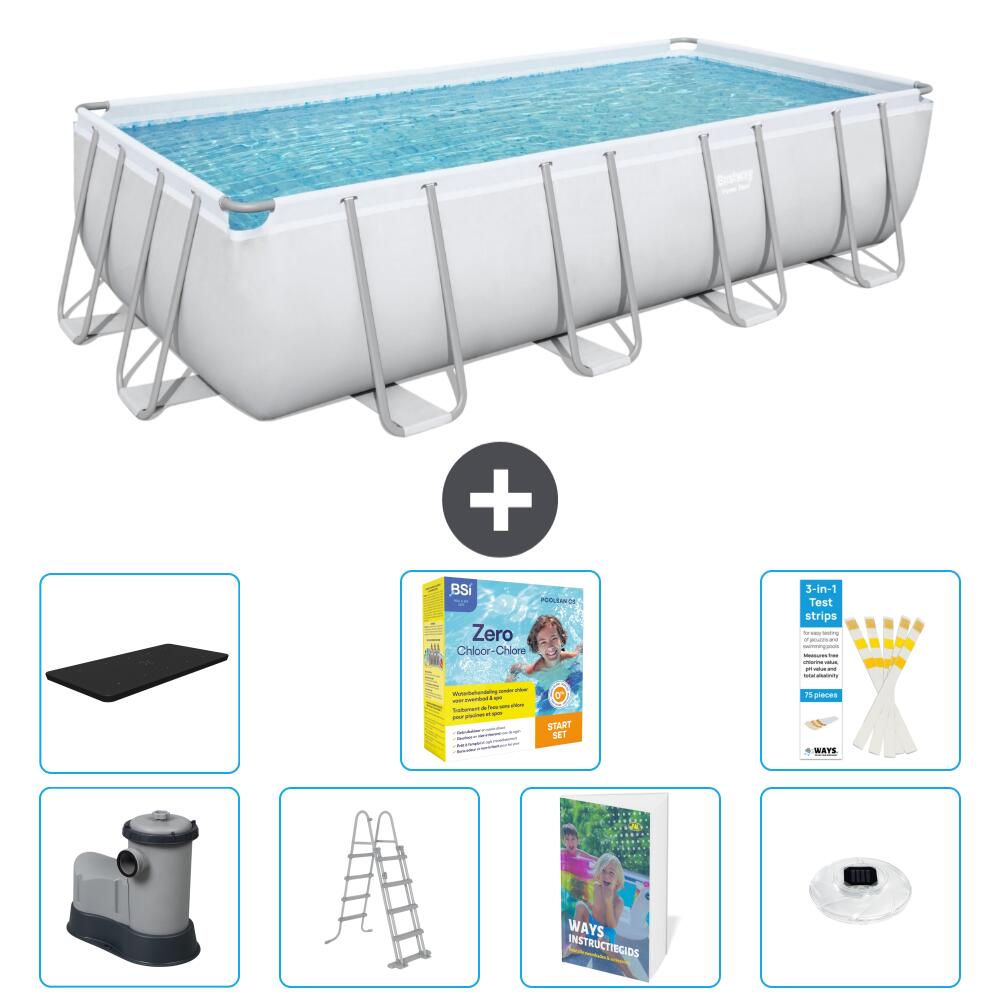 BESTWAY Basen Power Steel Prostokątny - 549x274x122 cm - 8-częściowy S526