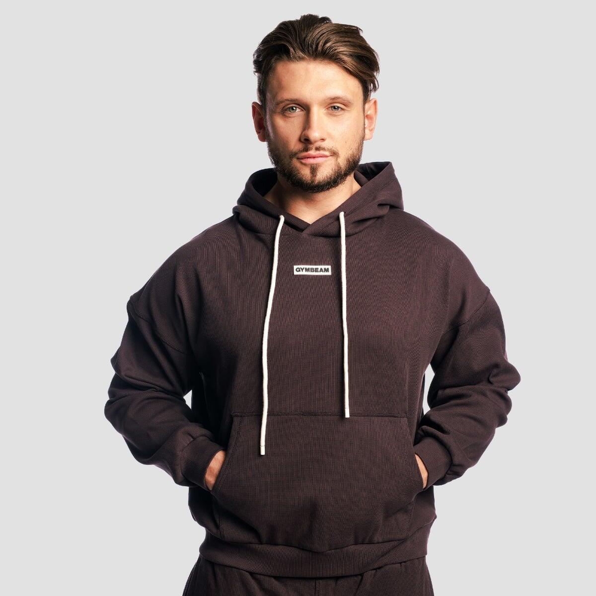 Bluza męska z kapturem oversize brązowa Aura