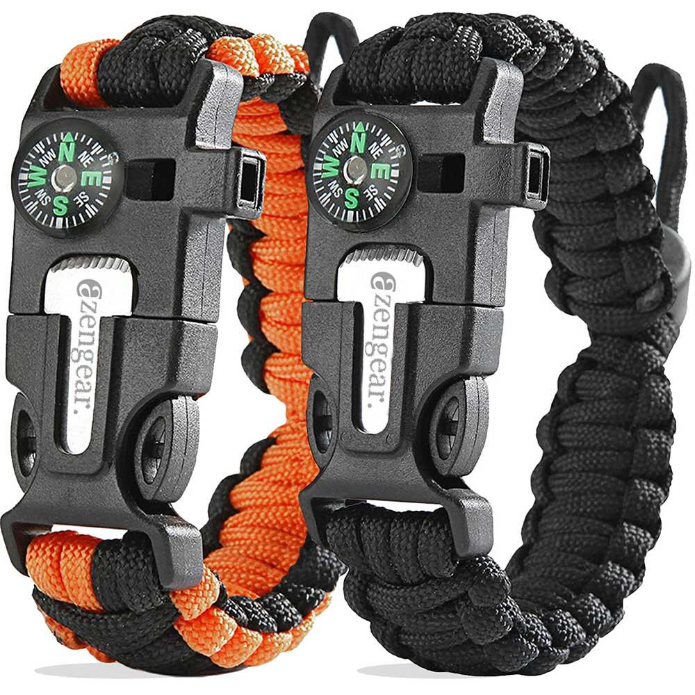 Bransoletka survivalowa paracord 5w1 – krzesiwo, gwizdek, kompas (para)