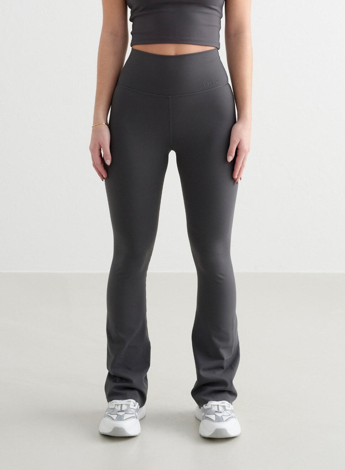 Damskie legginsy rozszerzane wysoki stan squat proof dla niskich Sense szare
