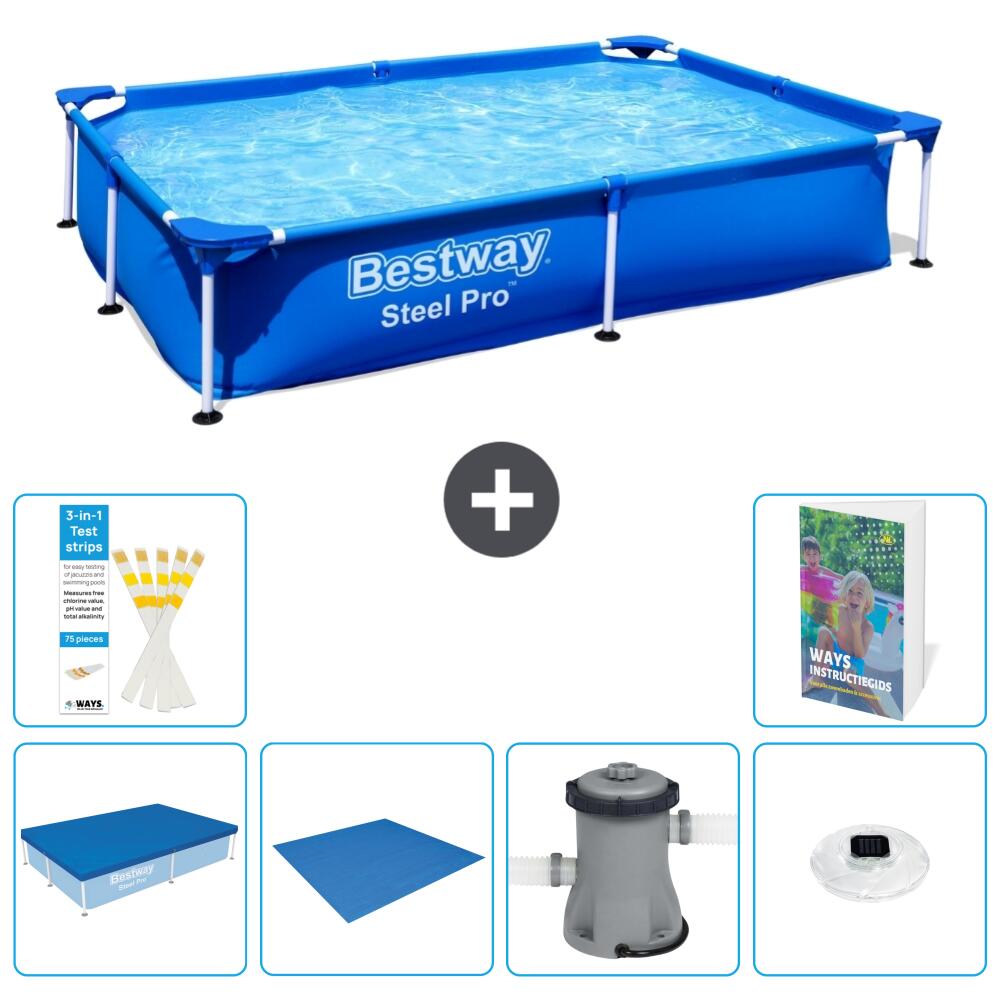 BESTWAY Basen Steel Pro Prostokątny - 221x150x43 cm - 7-częściowy S74
