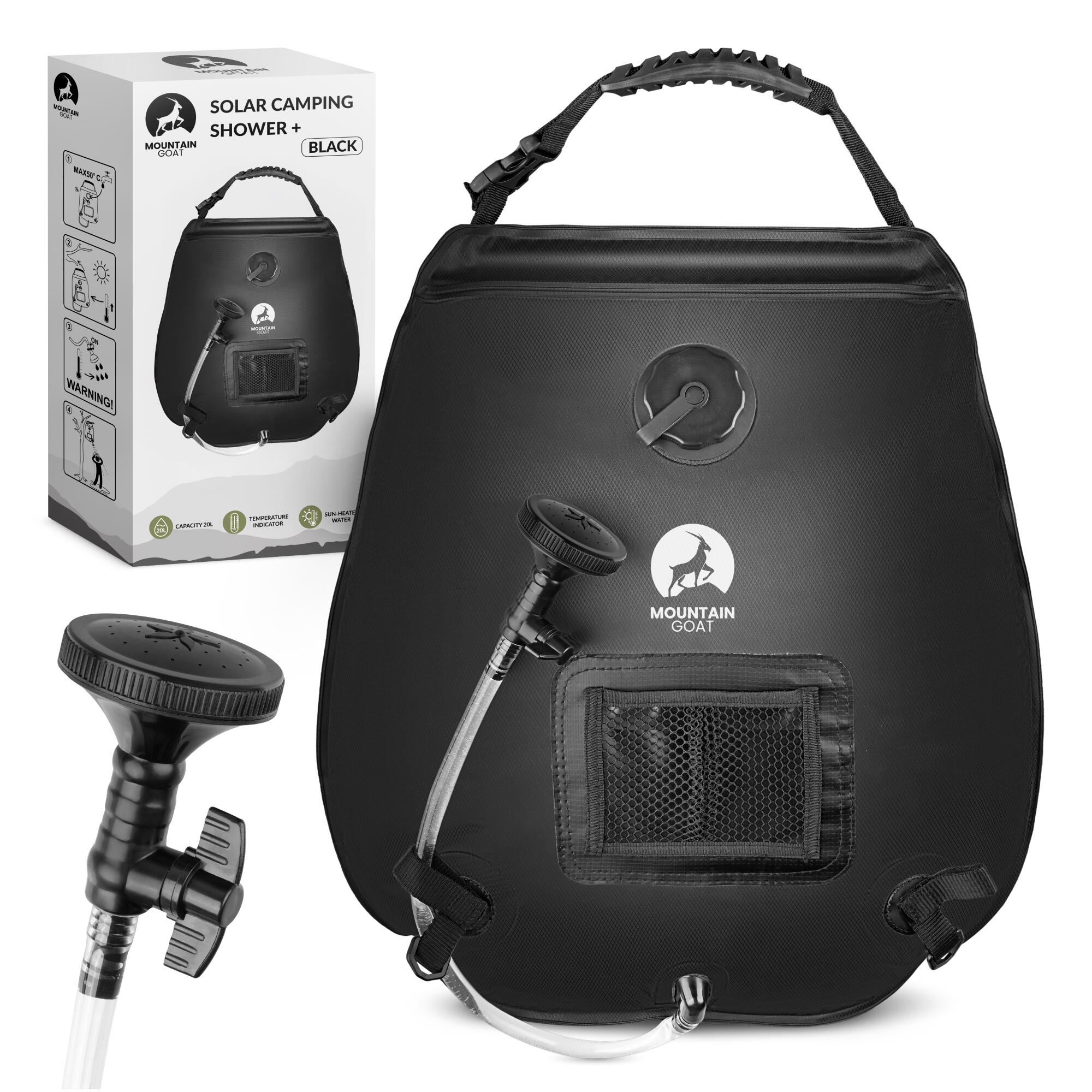 Prysznic turystyczny solarny 20L MOUNTAIN GOAT z termometrem