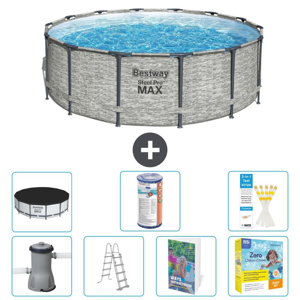BESTWAY Basen Steel Pro MAX Okrągły - 427x122 cm - 8-częściowy S572