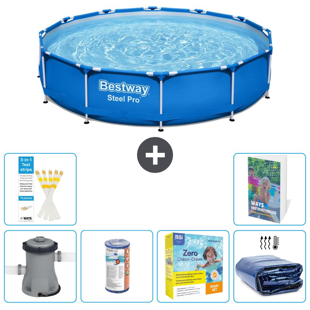 BESTWAY Basen Steel Pro Okrągły - 366x76 cm - 7-częściowy S224