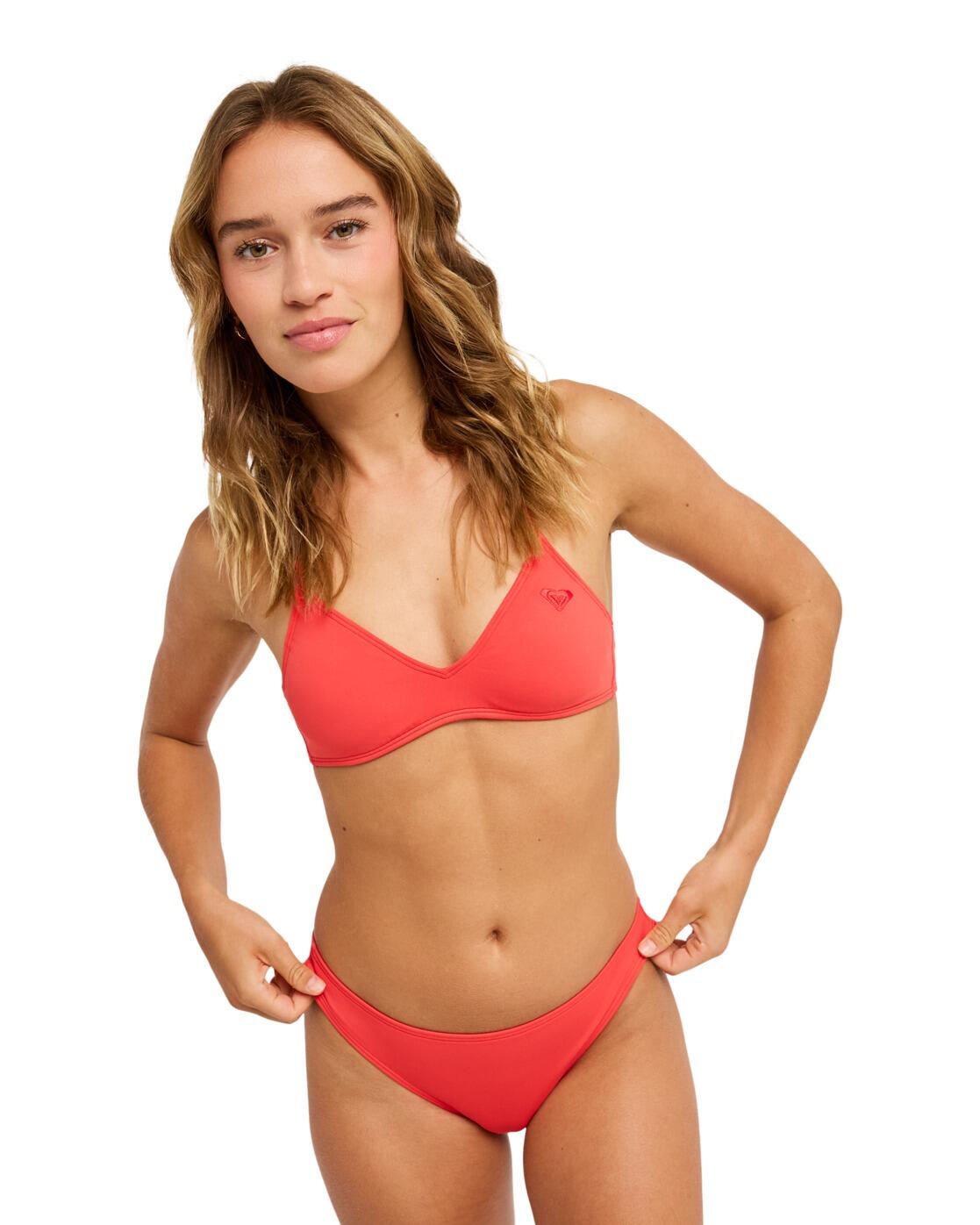 Majtki bikini o średnim kryciu dla Kobiety SOLID ESSENTIALS Czerwony