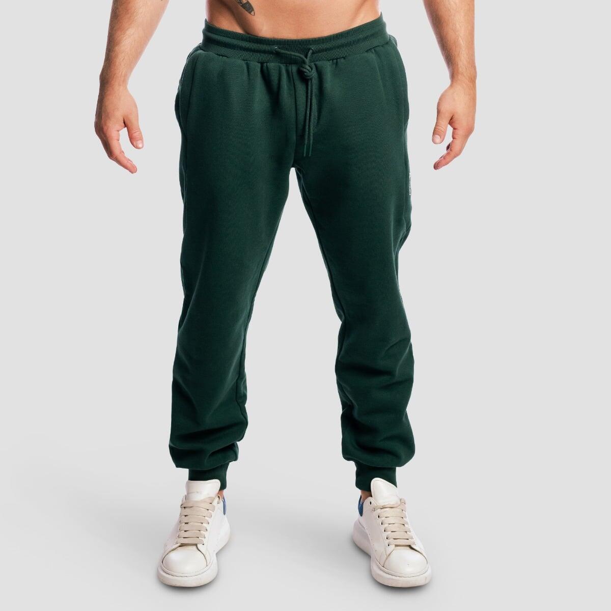 Spodnie męskie fitness oversize ze sznurkiem zielone Base