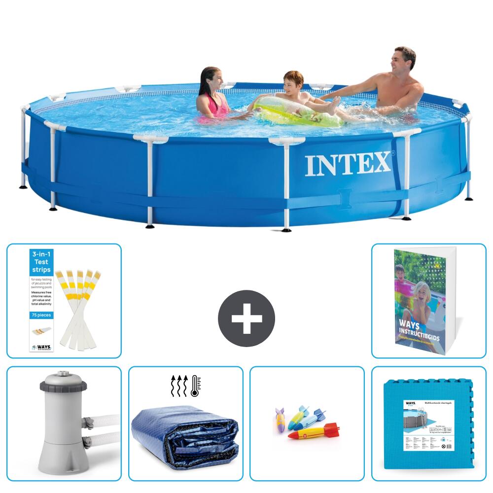 INTEX Basen ze stelażem Okrągły - 366x76 cm - 7-częściowy S229