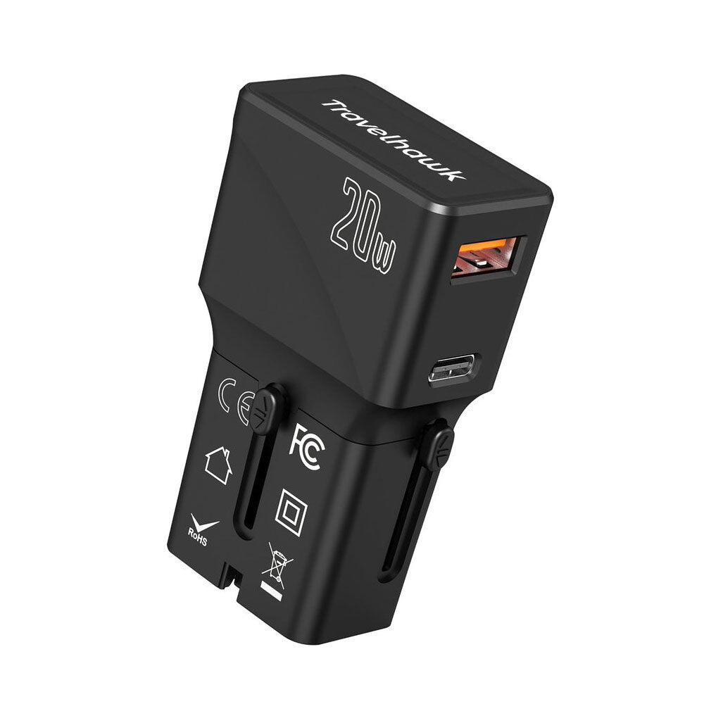 Międzynarodowa wtyczka podróżna – uniwersalna wtyczka światowa z USB-A i USB-C