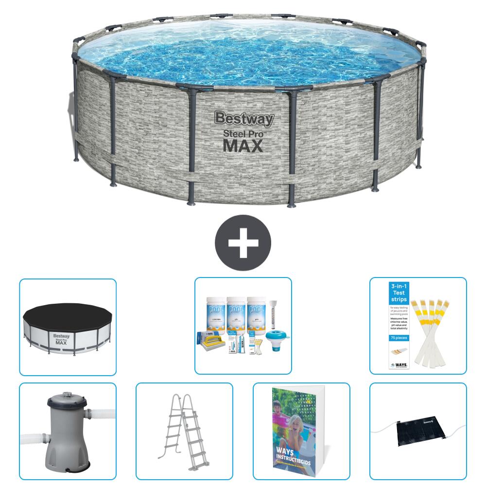BESTWAY Basen Steel Pro MAX Okrągły - 427x122 cm - 8-częściowy S632