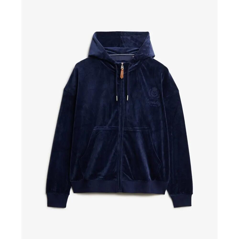 Kurtka dresowa z kapturem, rozpinana, welurowa dla kobiet Superdry Country Club