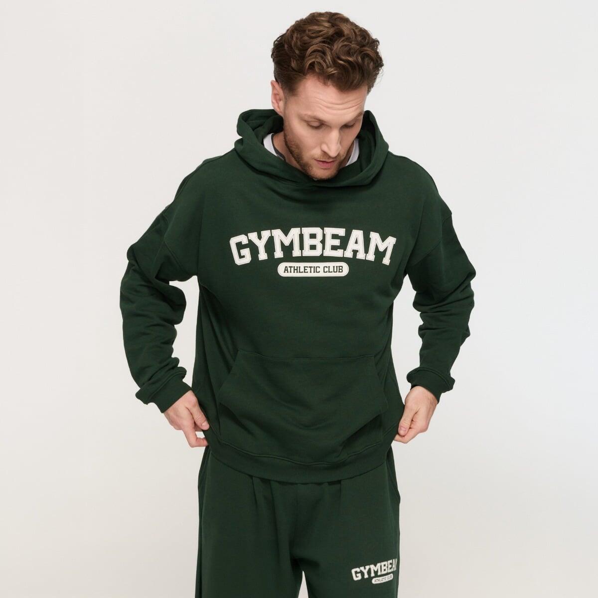 Bluza męska fitness z kapturem zielona Varsity
