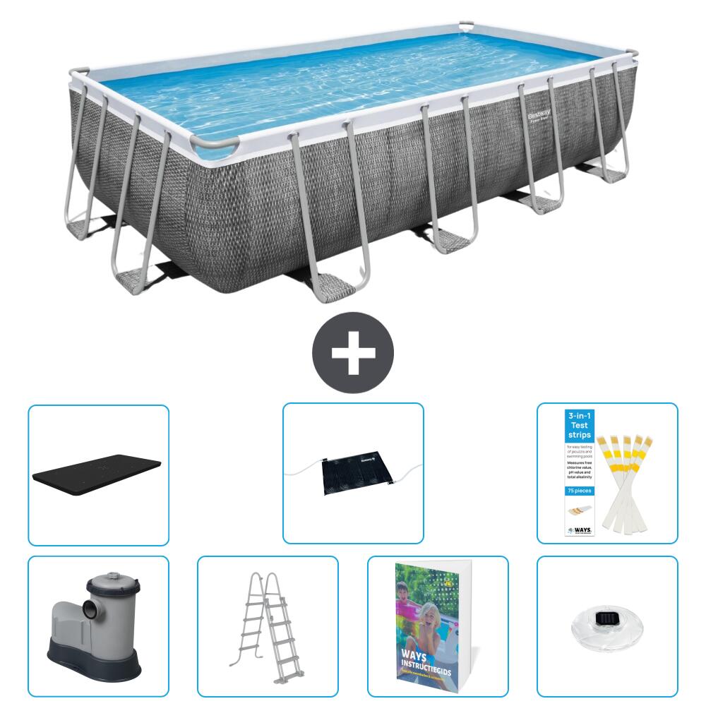 BESTWAY Basen Power Steel Prostokątny - 549x274x122 cm - 8-częściowy S598