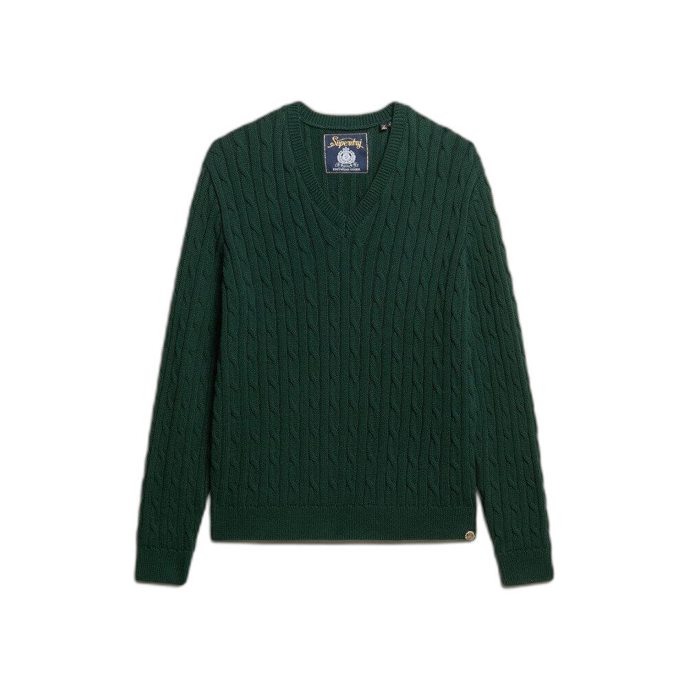 Oversize sweter w splotami z dekoltem w serek dla kobiet Superdry