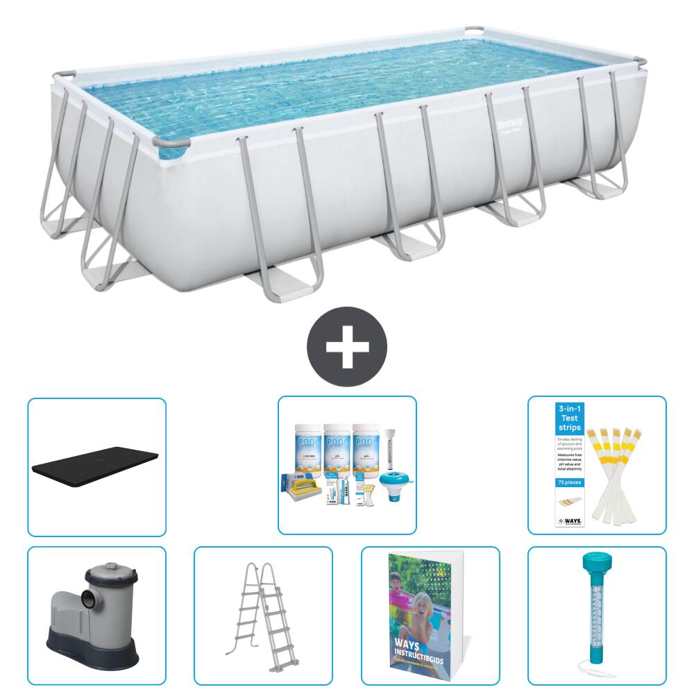 BESTWAY Basen Power Steel Prostokątny - 549x274x122 cm - 8-częściowy S574