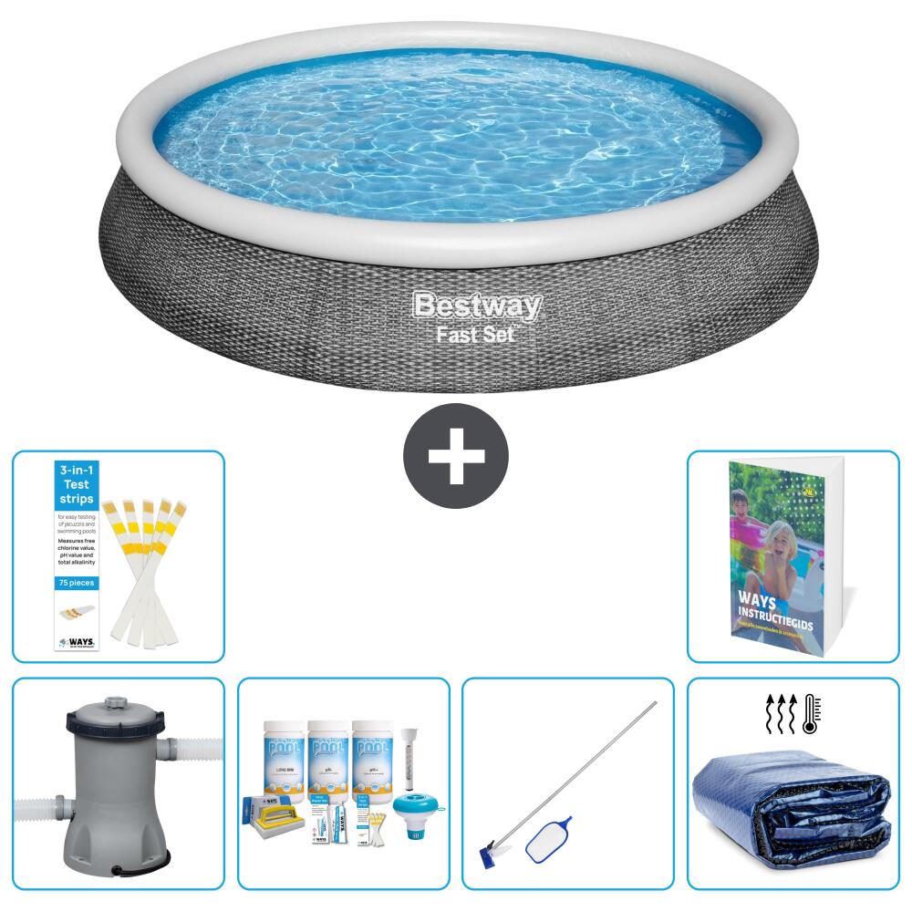 BESTWAY Basen Fast Set Okrągły - 396x84 cm - 7-częściowy S267
