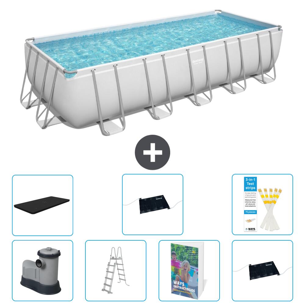 BESTWAY Basen Power Steel Prostokątny - 640x274x132 cm - 8-częściowy S562