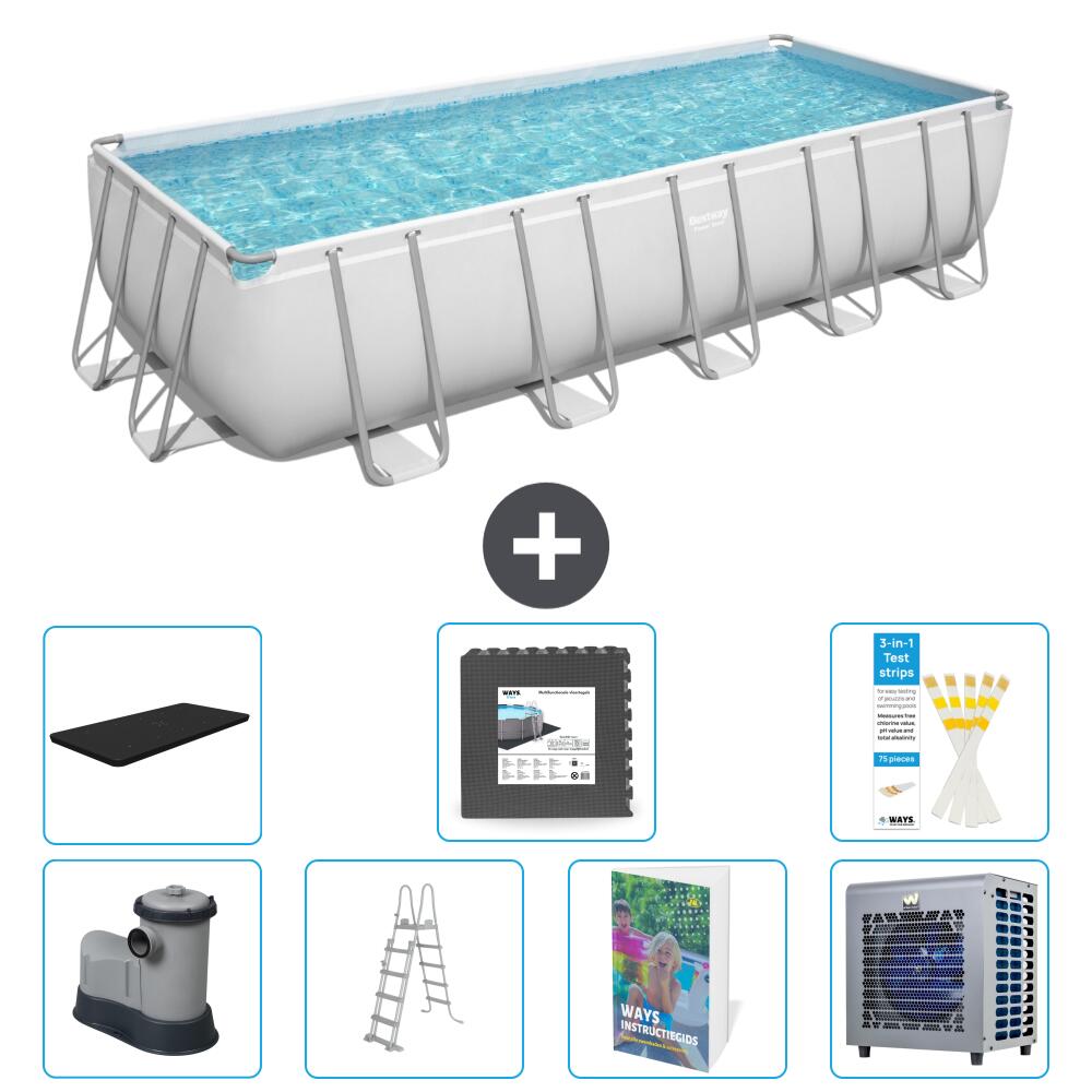 BESTWAY Basen Power Steel Prostokątny - 640x274x132 cm - 8-częściowy S538