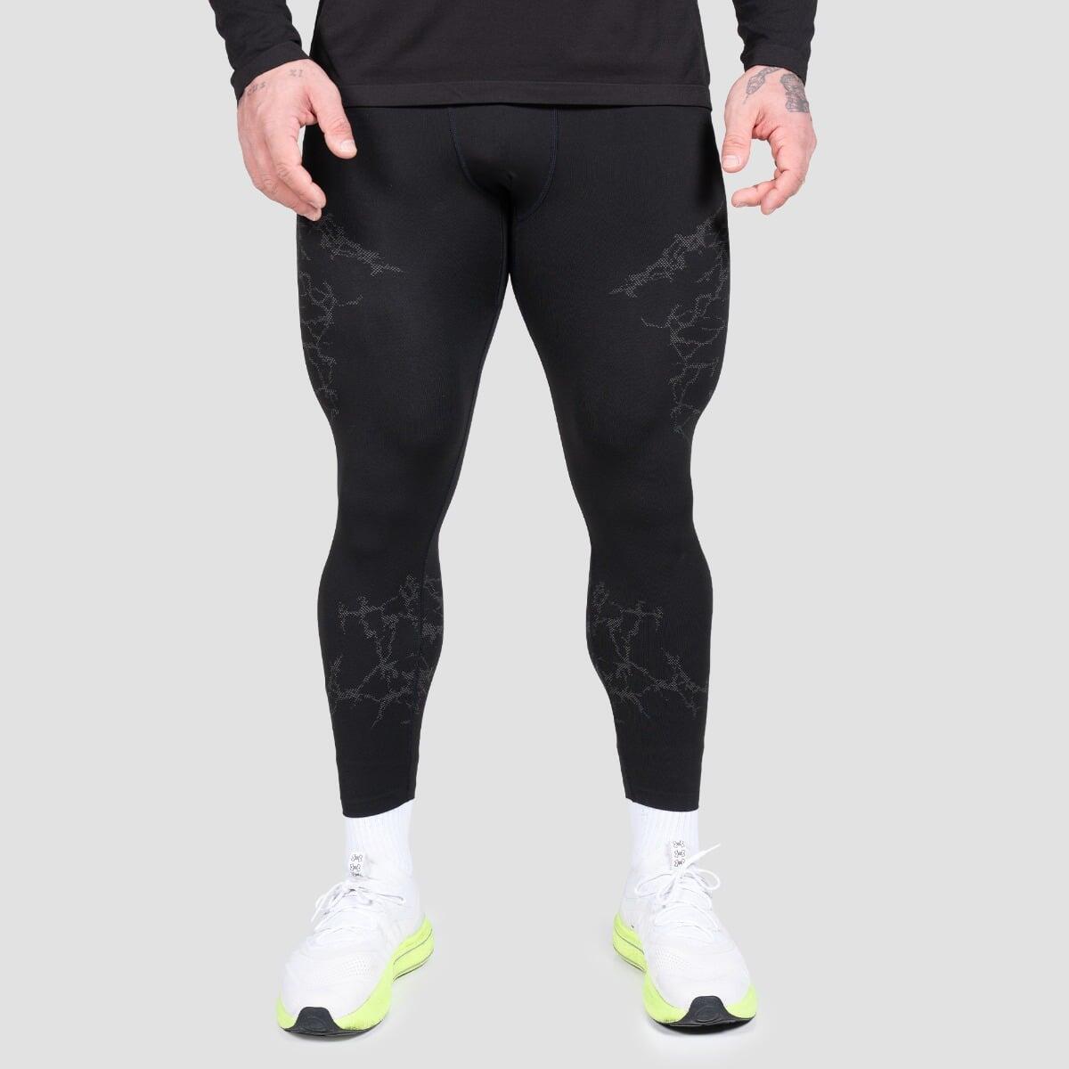 Legginsy męskie fitness bezszwowe slim czarne Static