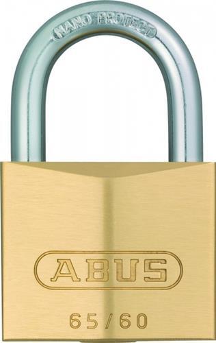 ABUS kłódka 65/50 mm mosiądz, zamek na klucz, szara