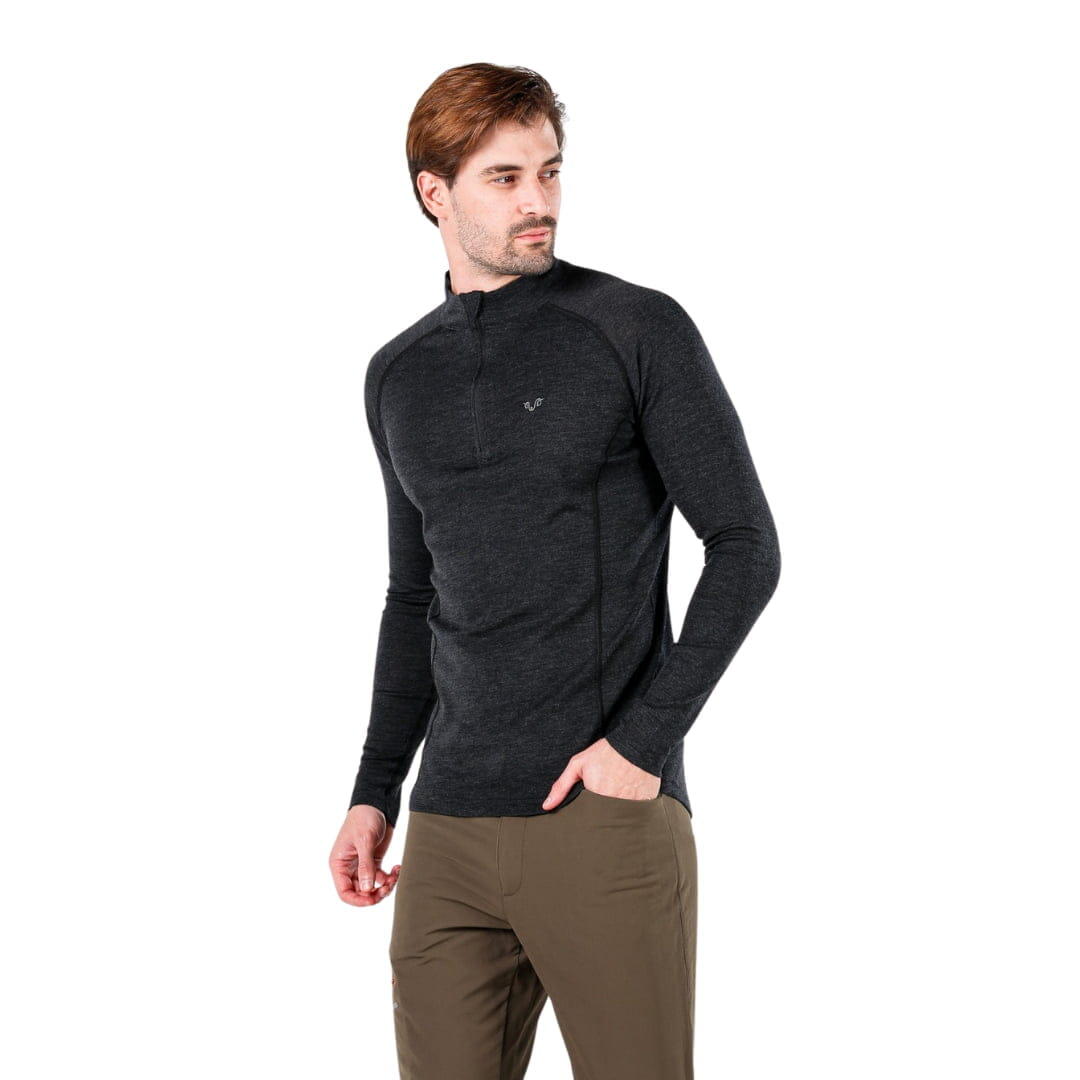 Astro - męska koszulka 100% wełna merino z zamkiem YKK (195 g/m²) XXL, Antrasit