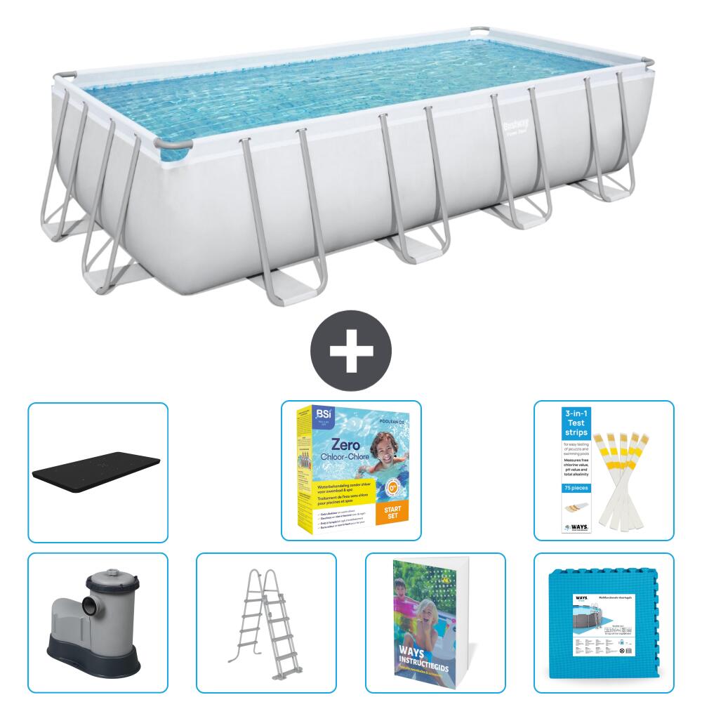 BESTWAY Basen Power Steel Prostokątny - 549x274x122 cm - 8-częściowy S566