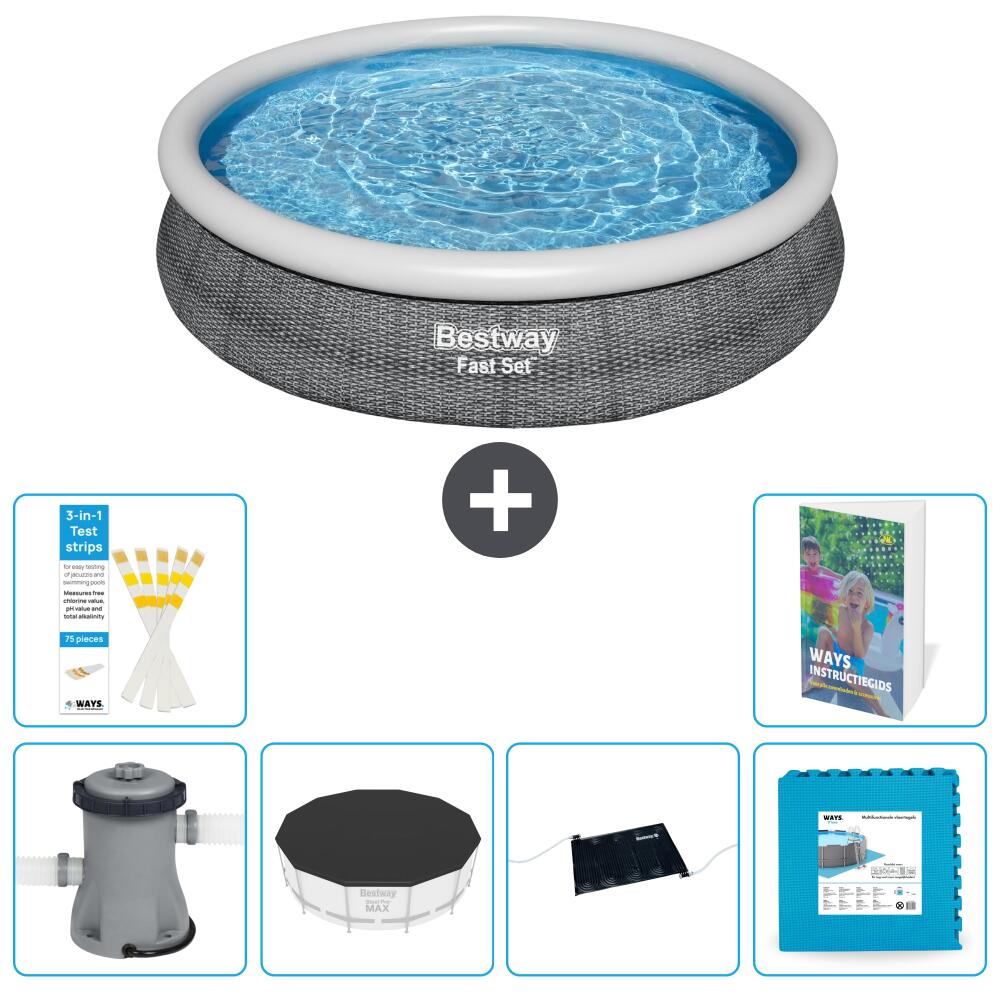 BESTWAY Basen Fast Set Okrągły - 366x76 cm - 7-częściowy S273