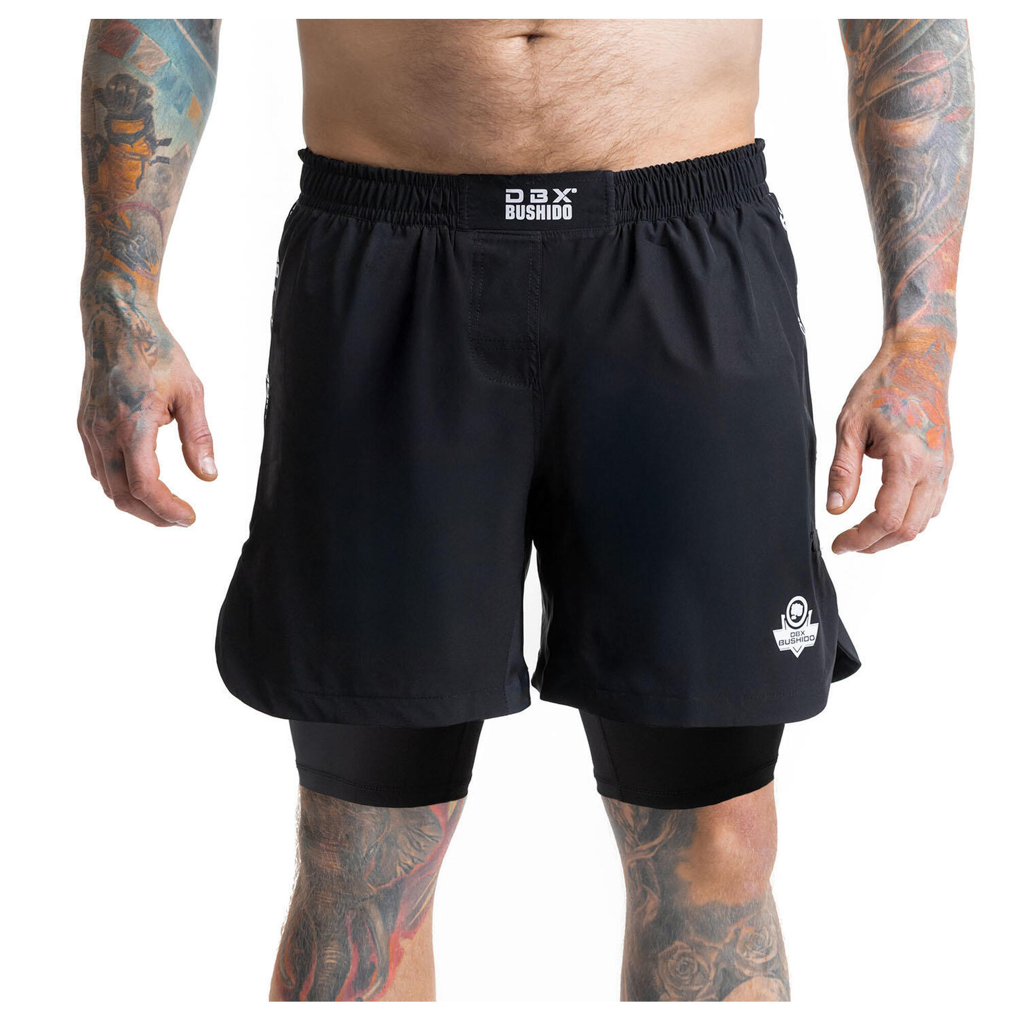 Spodenki Shorty MMA z leginsami czarne DBX Bushido