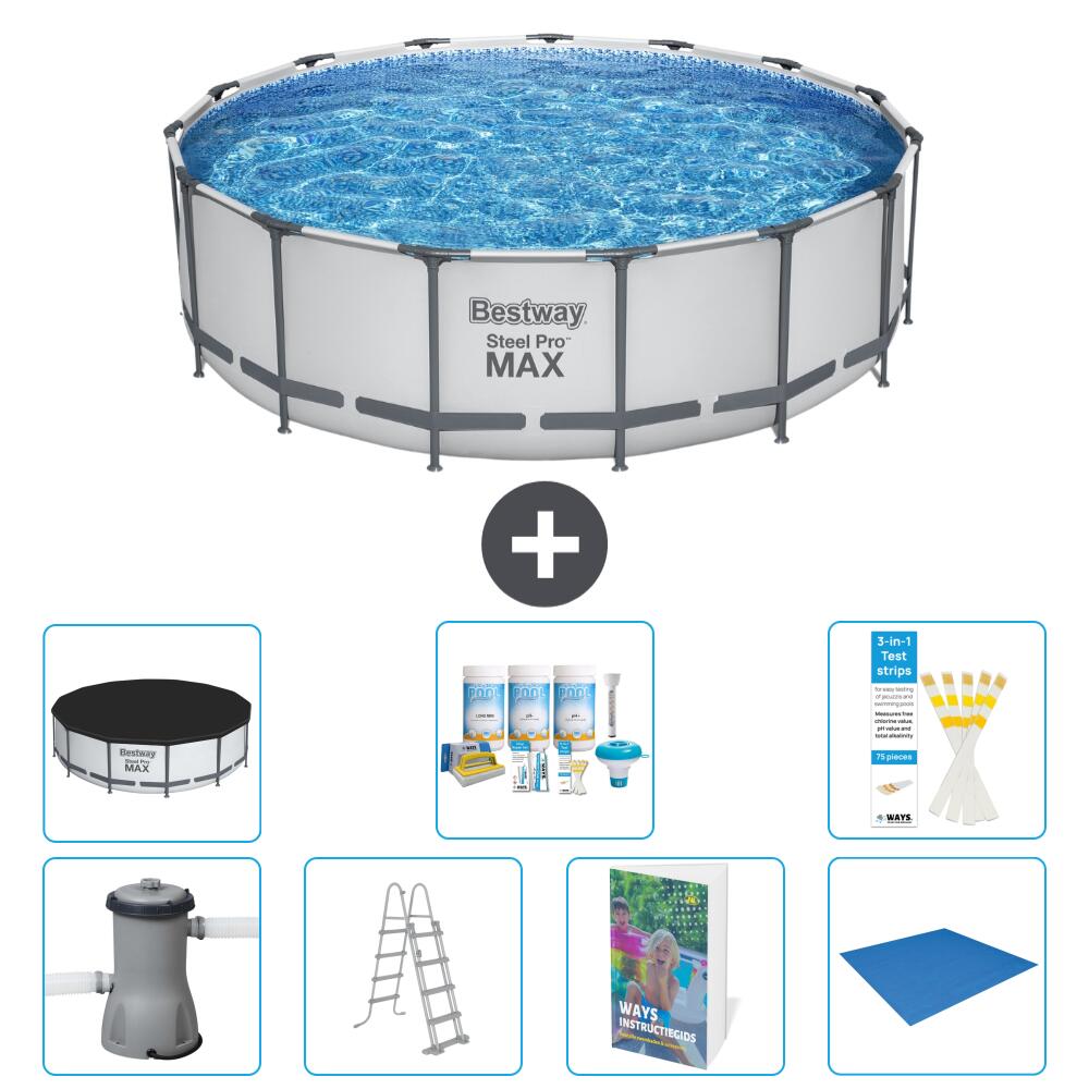 BESTWAY Basen Steel Pro MAX Okrągły - 488x122 cm - 8-częściowy S599