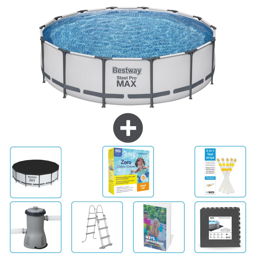 BESTWAY Basen Steel Pro MAX Okrągły - 427x122 cm - 8-częściowy S607