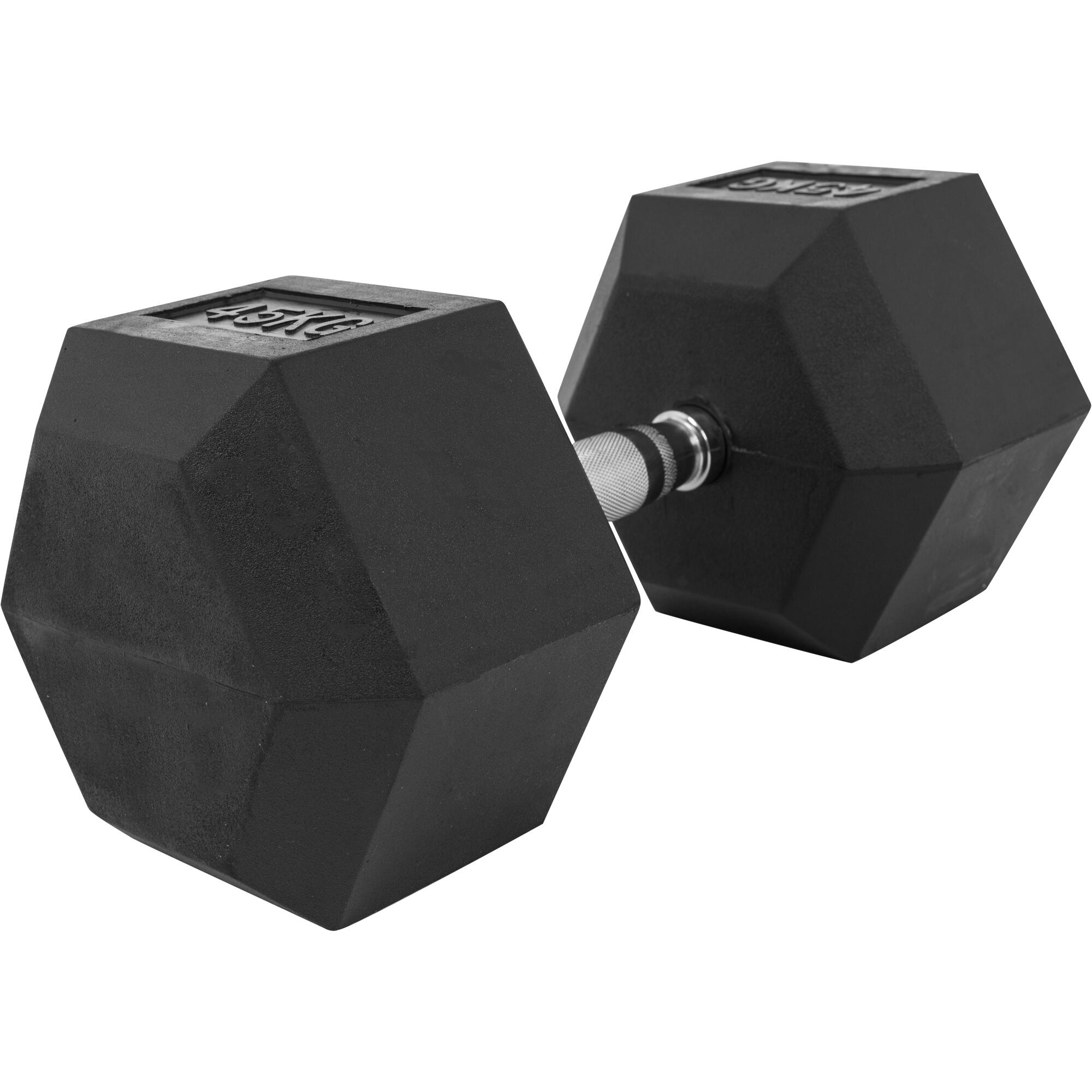 Hantla HEX 45 kg sześciokątna żeliwna gumowana Gorilla Sports