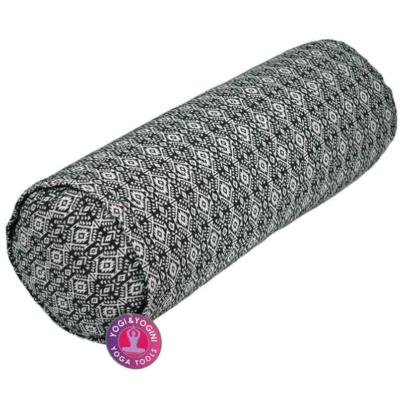 Bolster do jogi z organicznej bawełny - Black & White 60x16cm