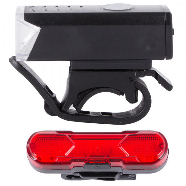 Zestaw lampek rowerowych LED USB: przód i tył.