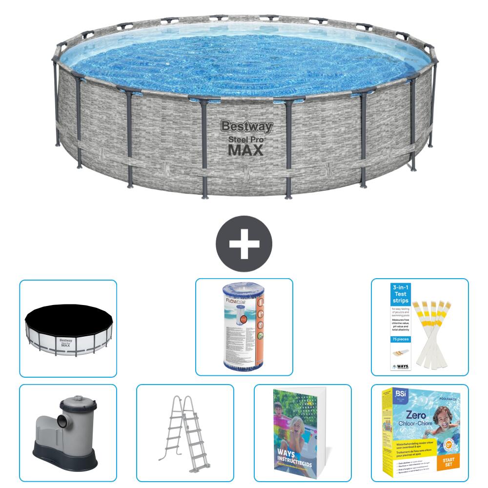 BESTWAY Basen Steel Pro MAX Okrągły - 549x122 cm - 8-częściowy S572