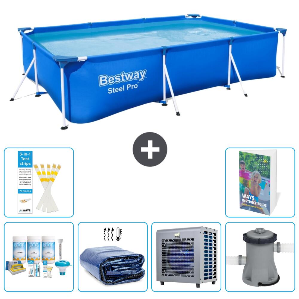 BESTWAY Basen Steel Pro Prostokątny - 300x201x66 cm - 7-częściowy S128