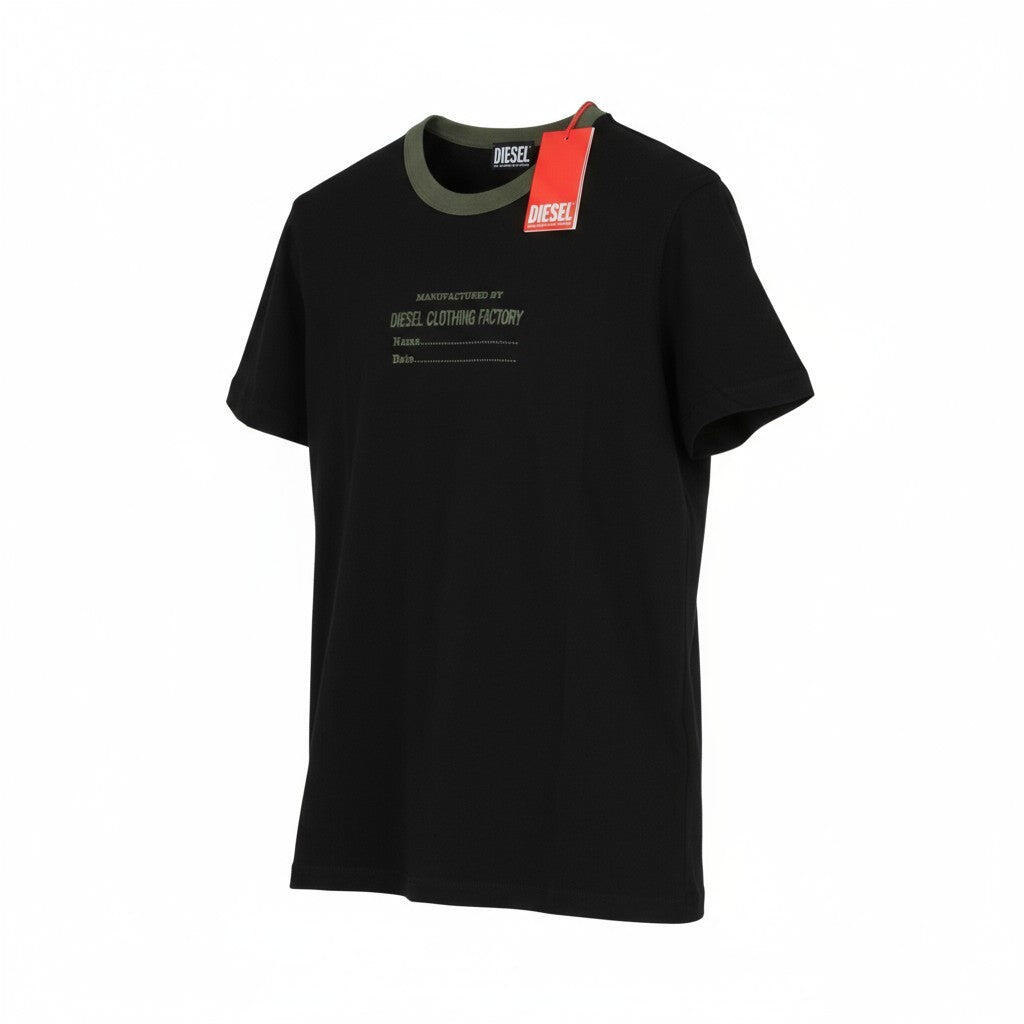Diesel T-shirt czarny, krótki rękaw, okrągły dekolt