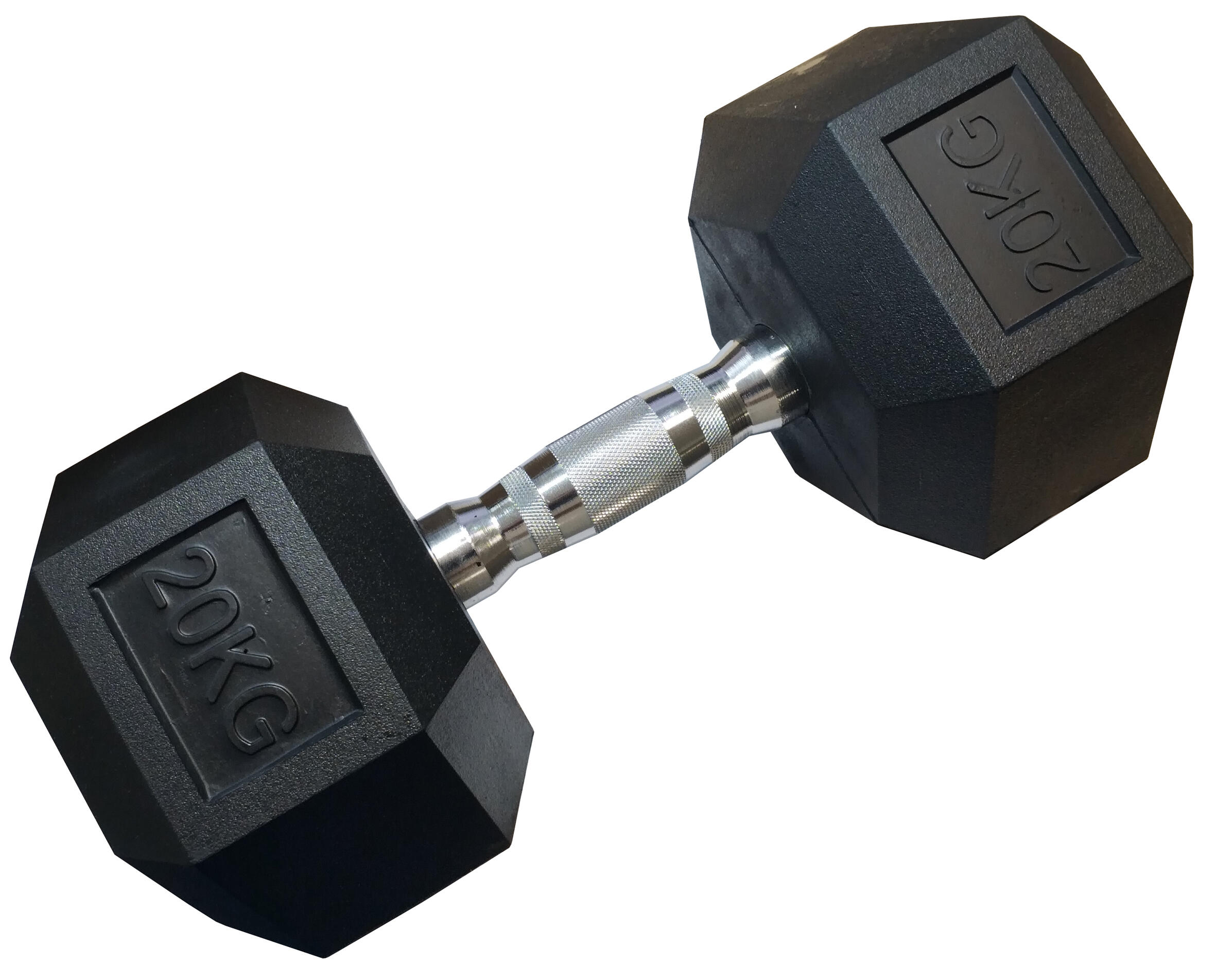 Hantla jednoręczna sześciokątna HEX 20 kg gumowana