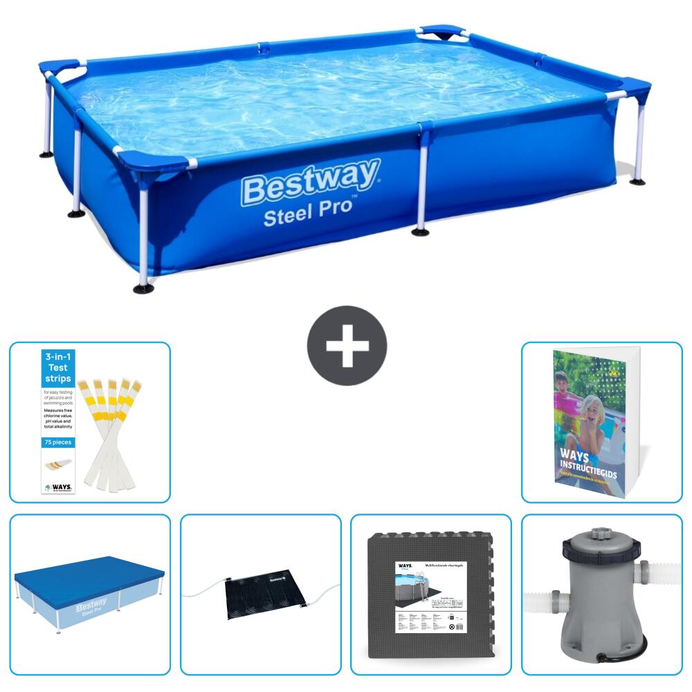 BESTWAY Basen Steel Pro Prostokątny - 221x150x43 cm - 7-częściowy S21