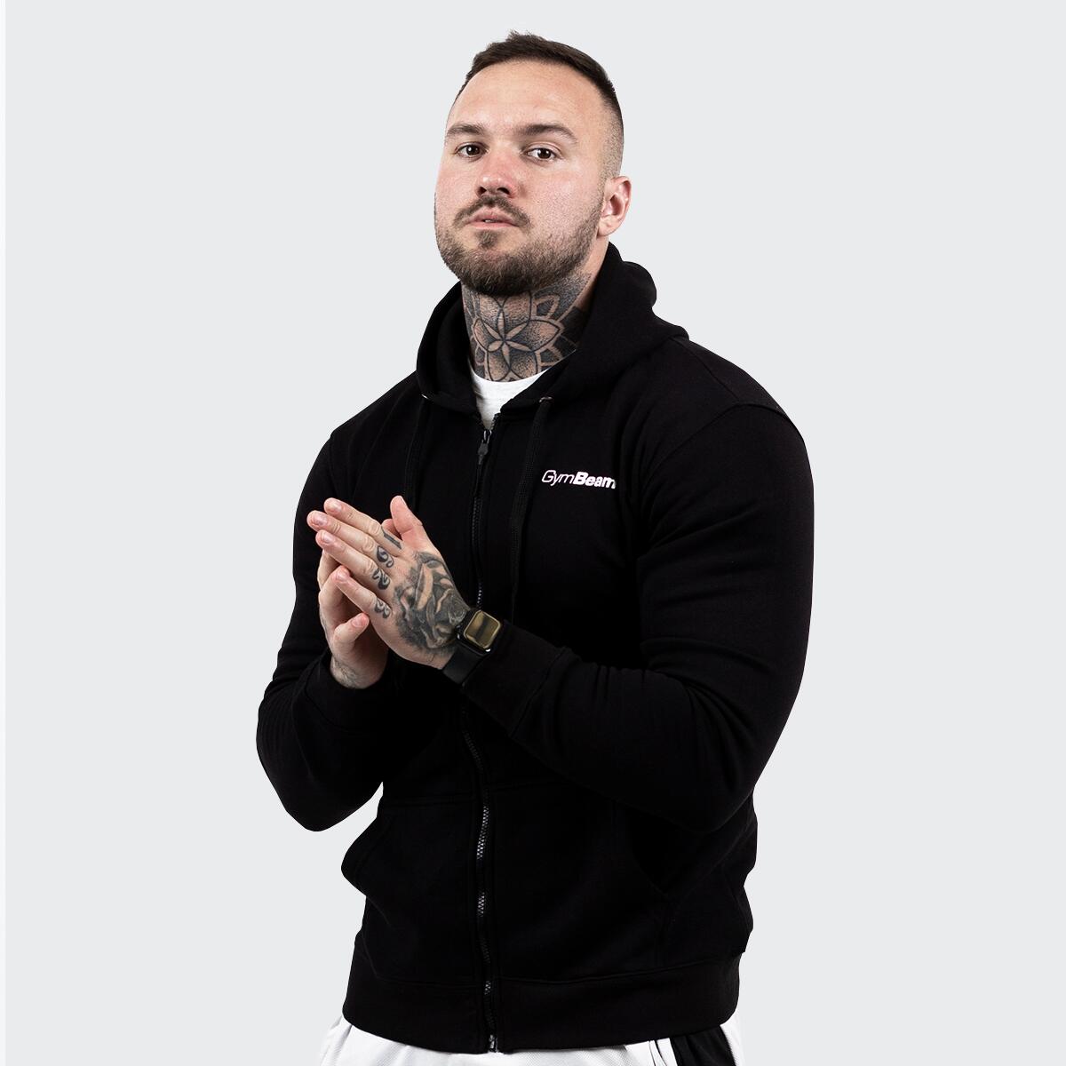 Bluza męska fitness z zamkiem czarna Zipper Hoodie
